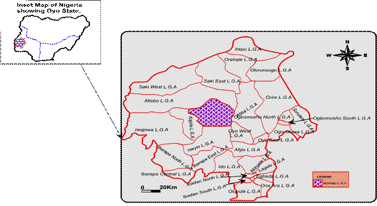 Figure 1: Map of Oyo State Showing the Study Area